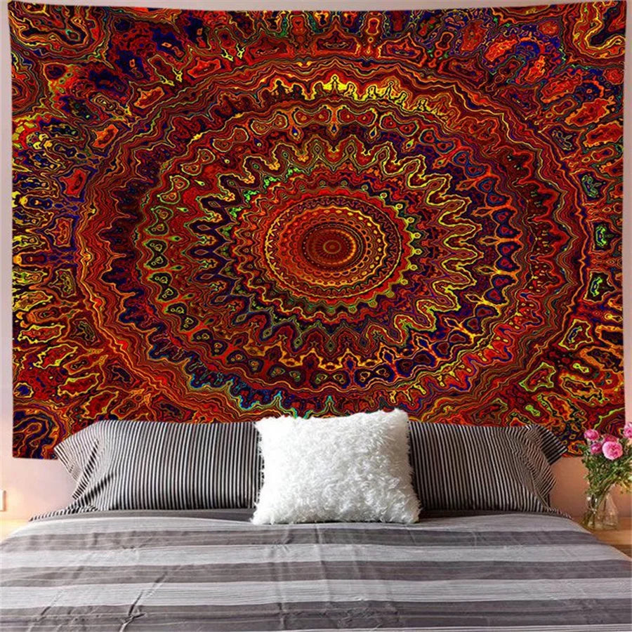 🌀 Boho Mandala & Elephant Wall Tapestry – Spiritual Vibes, Statement Walls