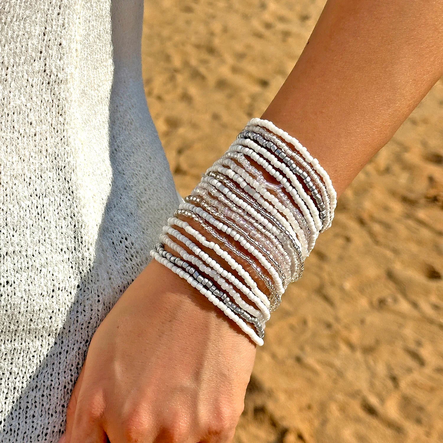 Boho Rainbow Beaded Cuff Bracelet