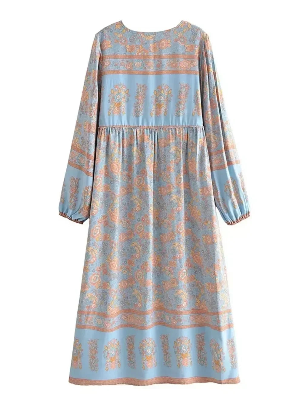 Boho Charm Floral Maxi Dress – Cotton Rayon Blend