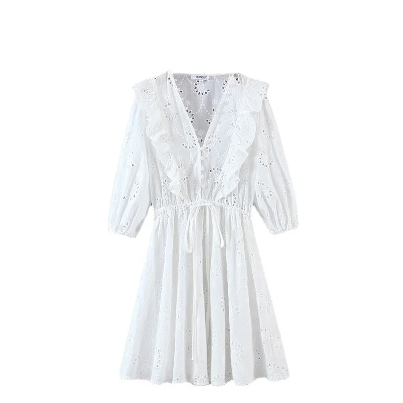 ✧ White Cotton Lace Mini Dress