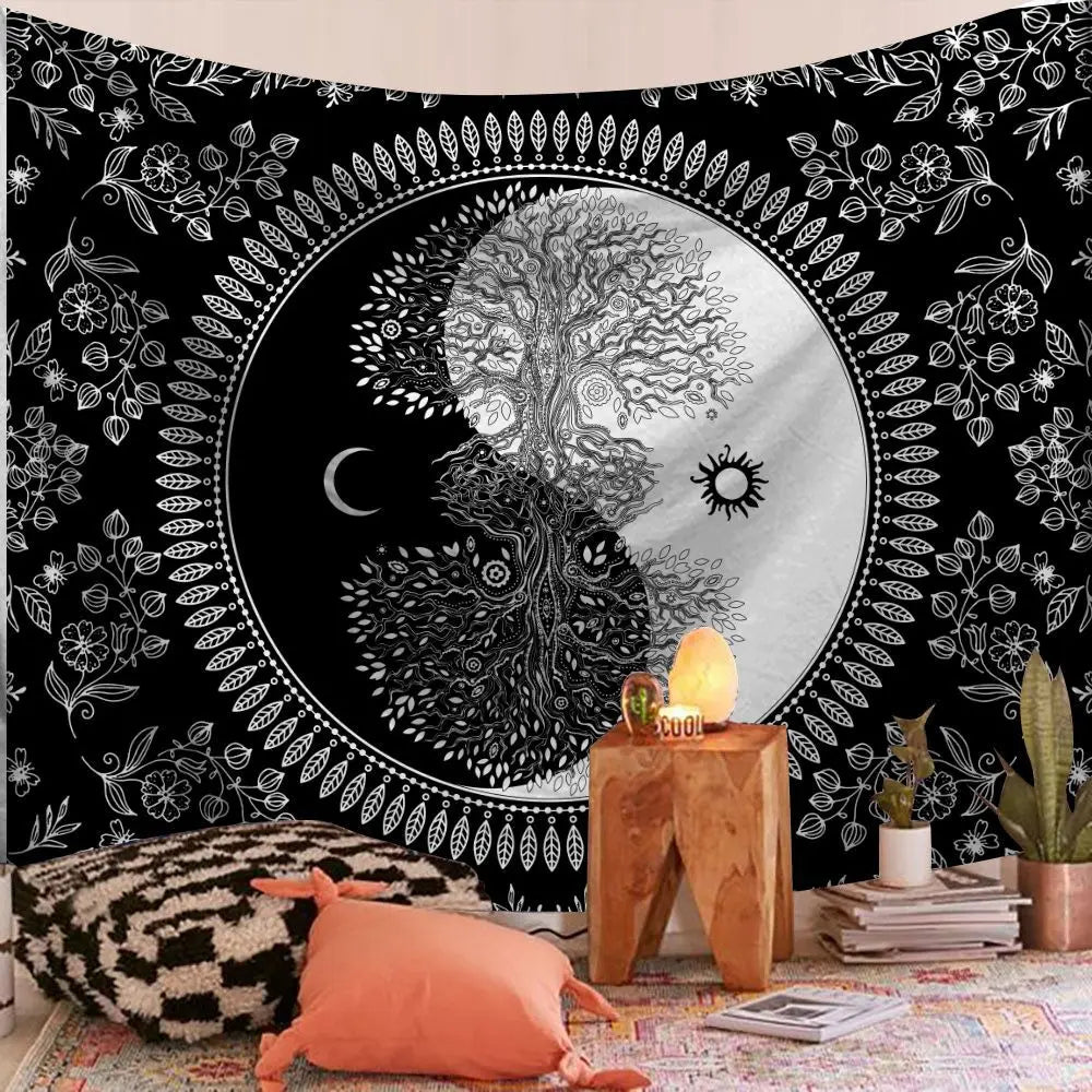 🌀 Boho Mandala & Elephant Wall Tapestry – Spiritual Vibes, Statement Walls