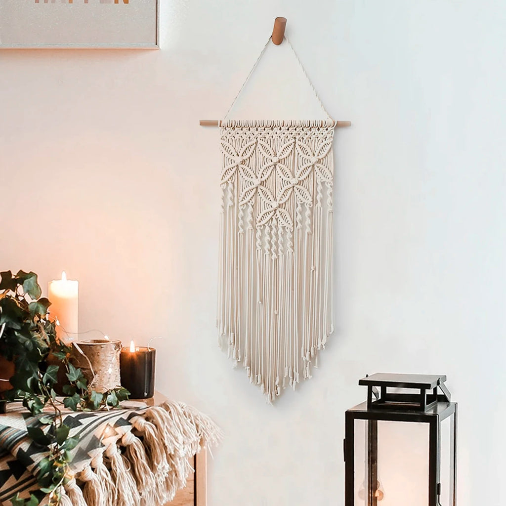 Macramé Wall Hanging Tapestry – Boho Geometric Design
