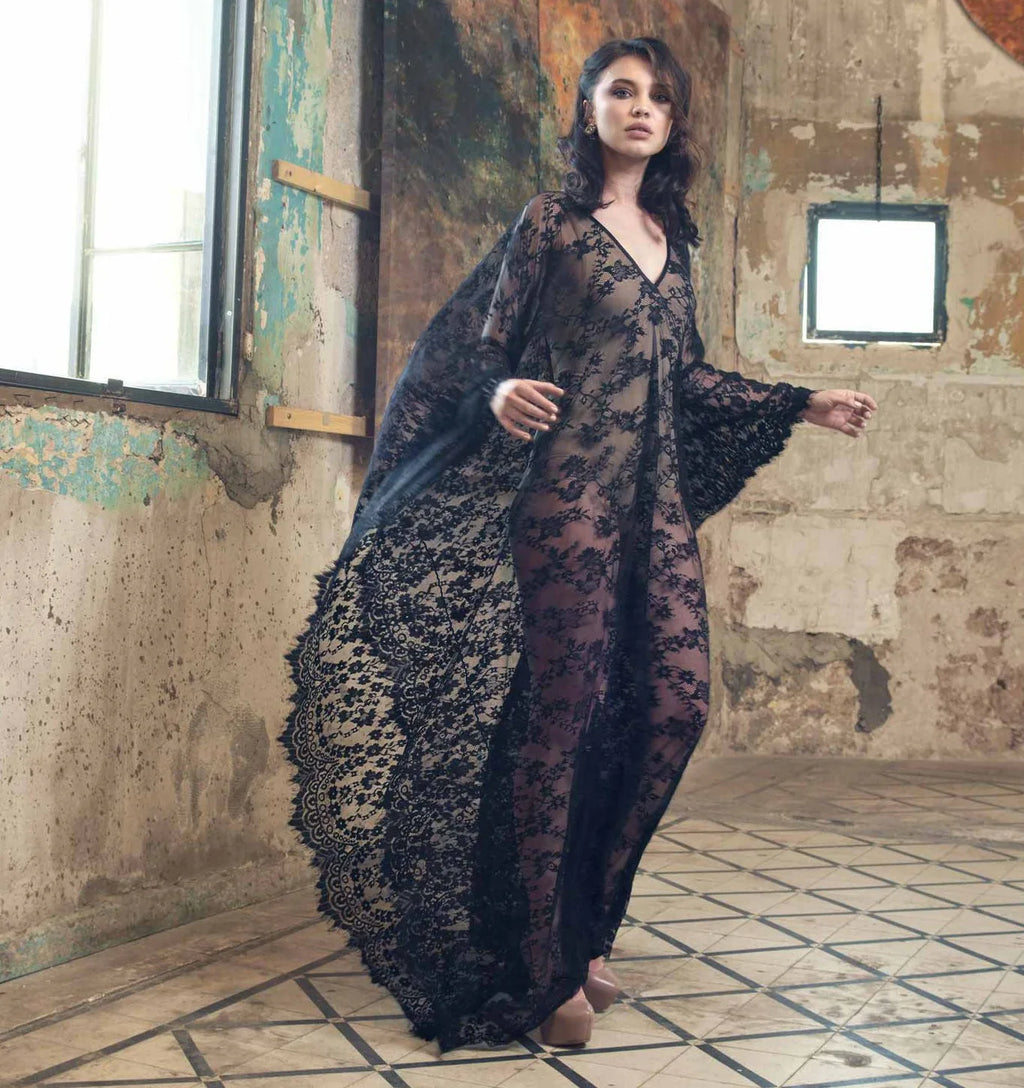 ✨ Sheer Lace Dream Kaftan – Boho Beach Cover-Up