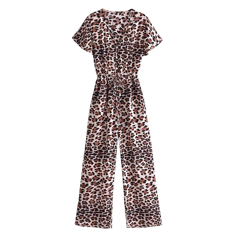 Chic Leopard Print Wide-Leg Jumpsuit