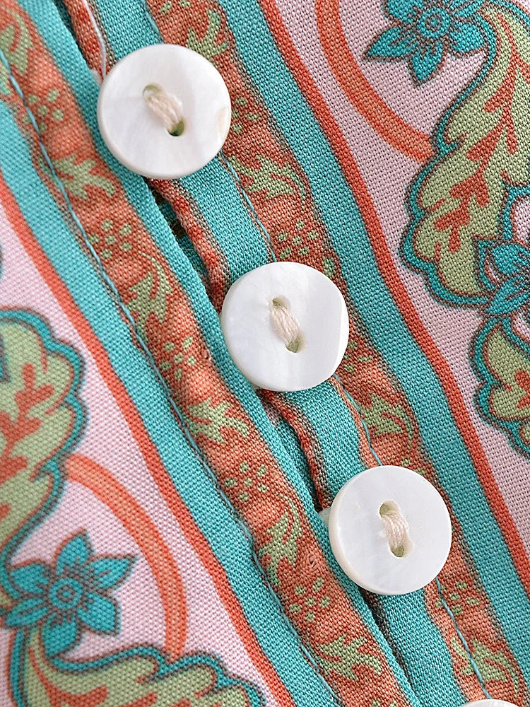 Boho Teal Floral Maxi Dress