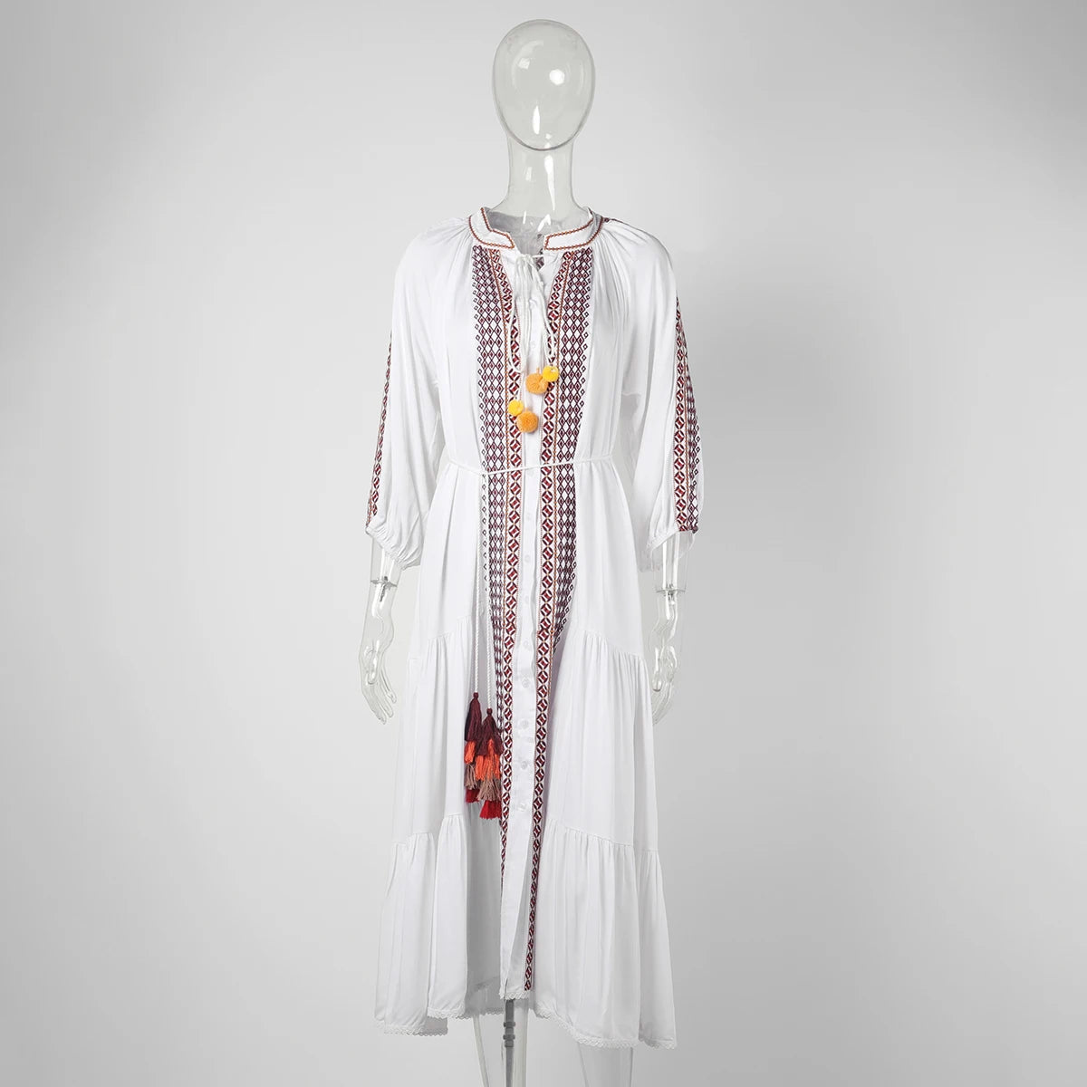 🌿 Boho Goddess Embroidered Maxi Robe