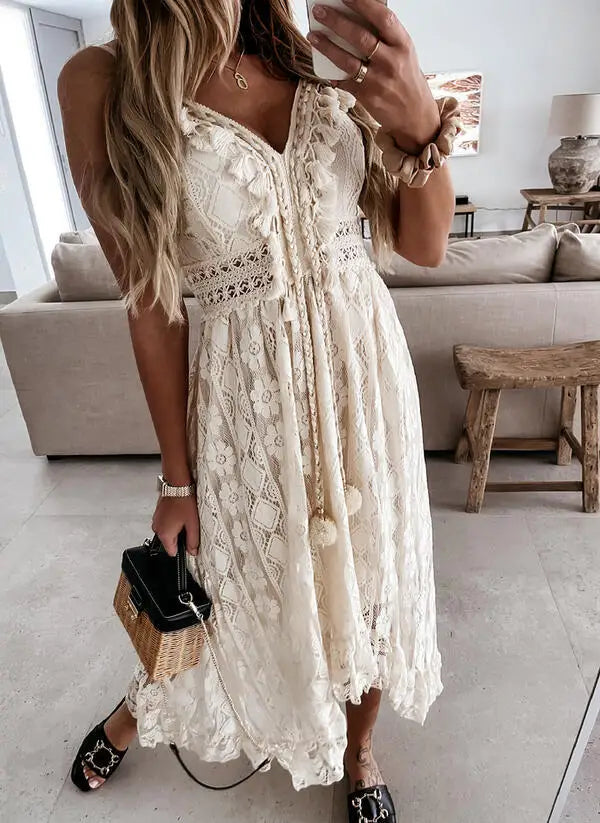 Ethereal Lace Boho Maxi Dress