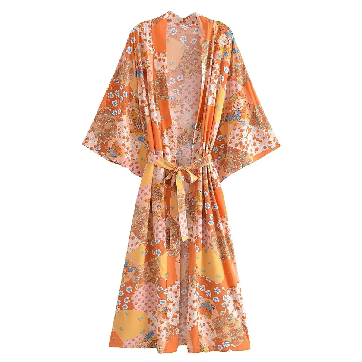 Kaleidoscope Dream Boho Patchwork Kimono - Floral Duster Robe