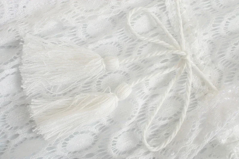 ✨ White Boho Lace Cover-Up – One Size