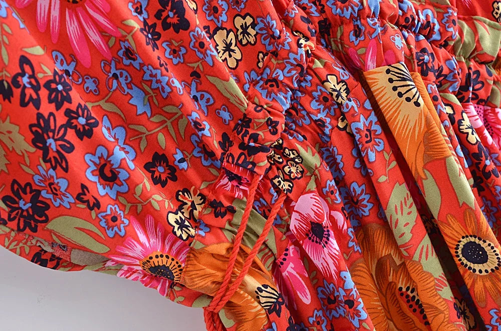 Fiesta Floral Kaftan Boho Maxi Dress