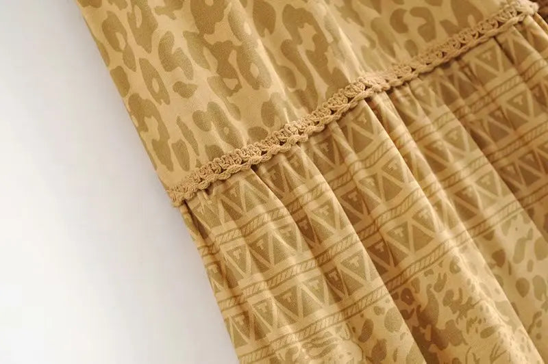 Sun-Drenched Tiered Boho Maxi Skirt - Golden Earth