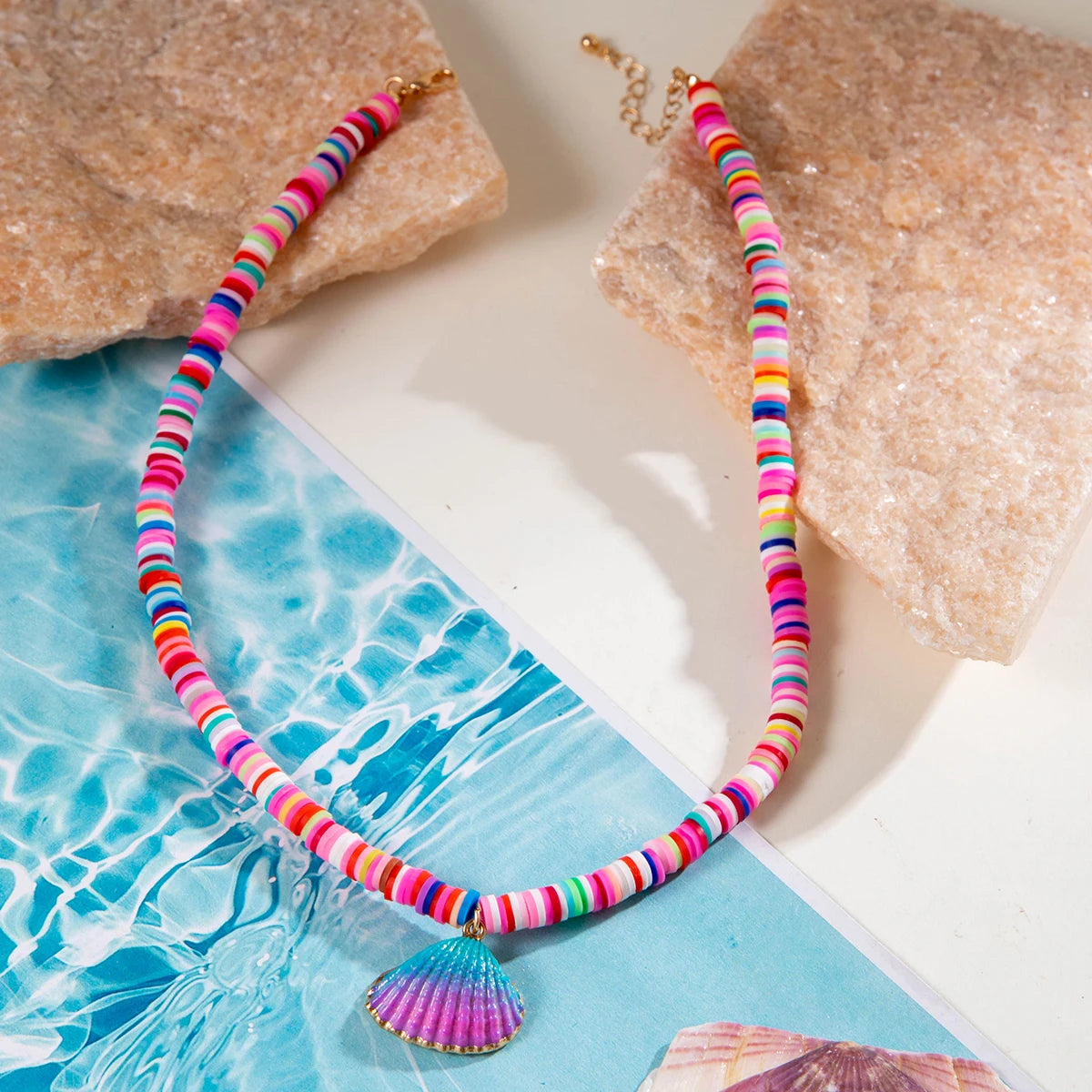 🌊 Coastal Boho Charm Necklaces – Shells, Pearls & Beads