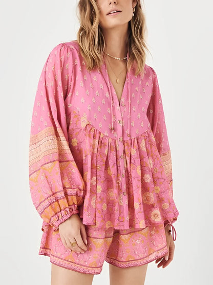 Desert Bloom Peplum Boho Blouse