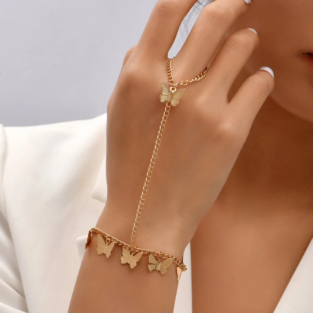 Dainty Hand Chain Bracelet Ring