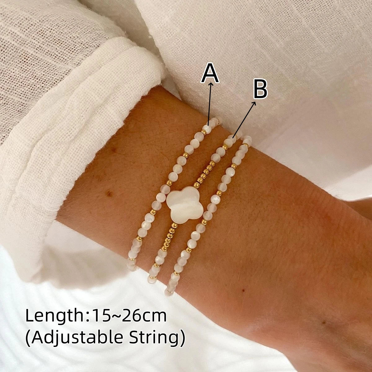 Ivory Cloud Boho Beaded Wrap Bracelet