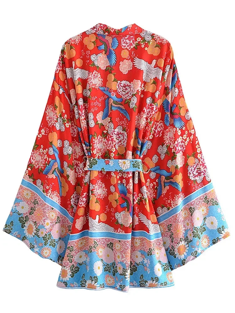 Boho Floral Kimono Cover-Up - Pink Paradise