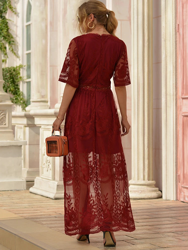 🌸 Lace Boho Maxi Dress – Romantic, Free-Spirited &amp; Timeless