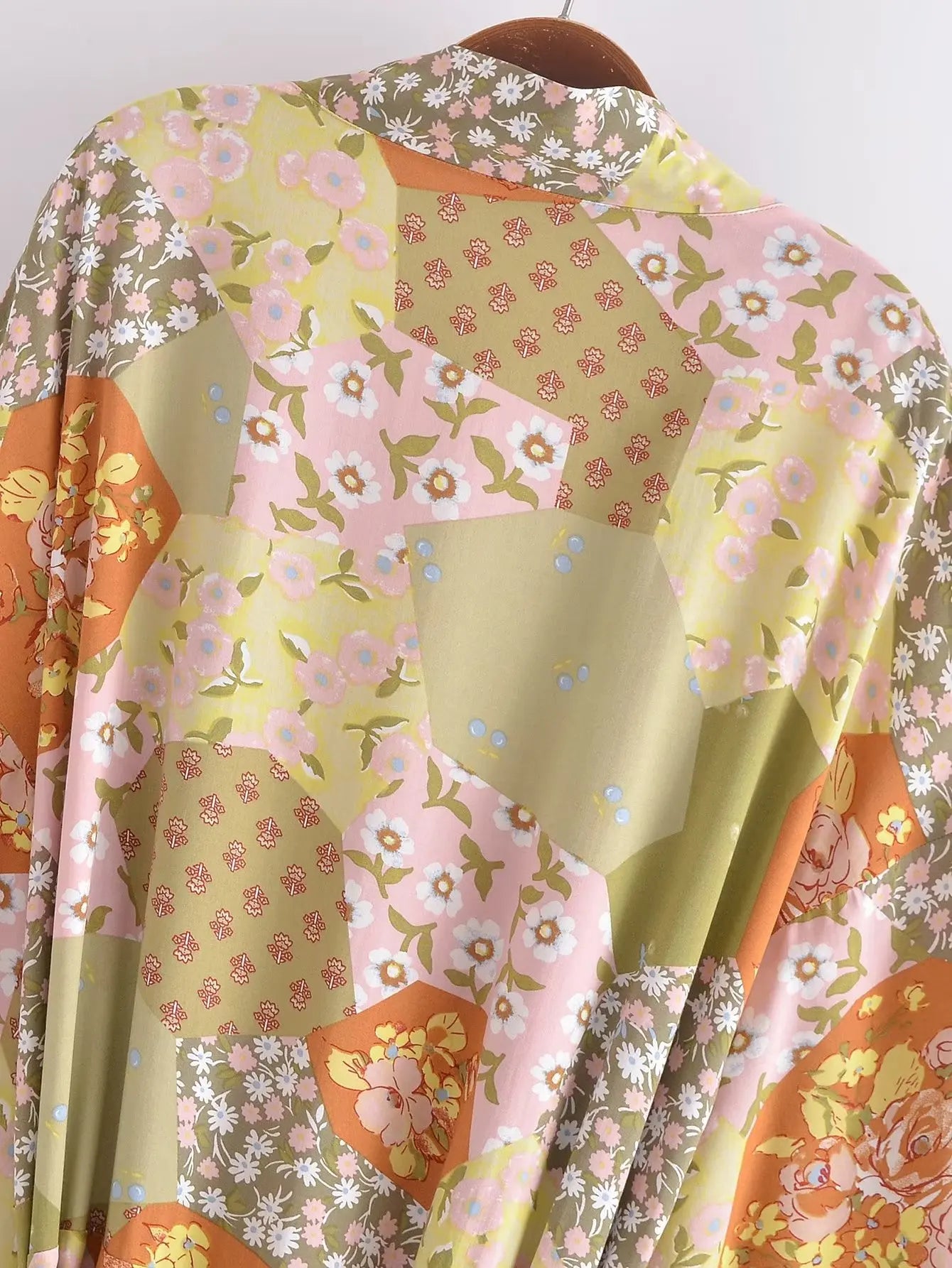 Kaleidoscope Dream Boho Patchwork Kimono - Floral Duster Robe