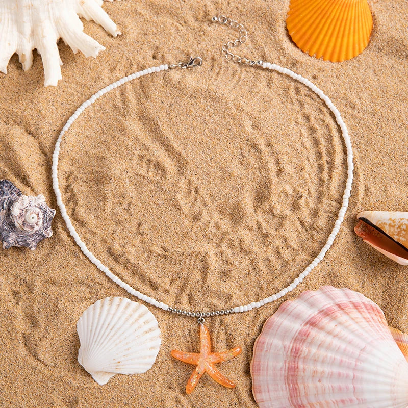 🌊 Coastal Boho Charm Necklaces – Shells, Pearls & Beads