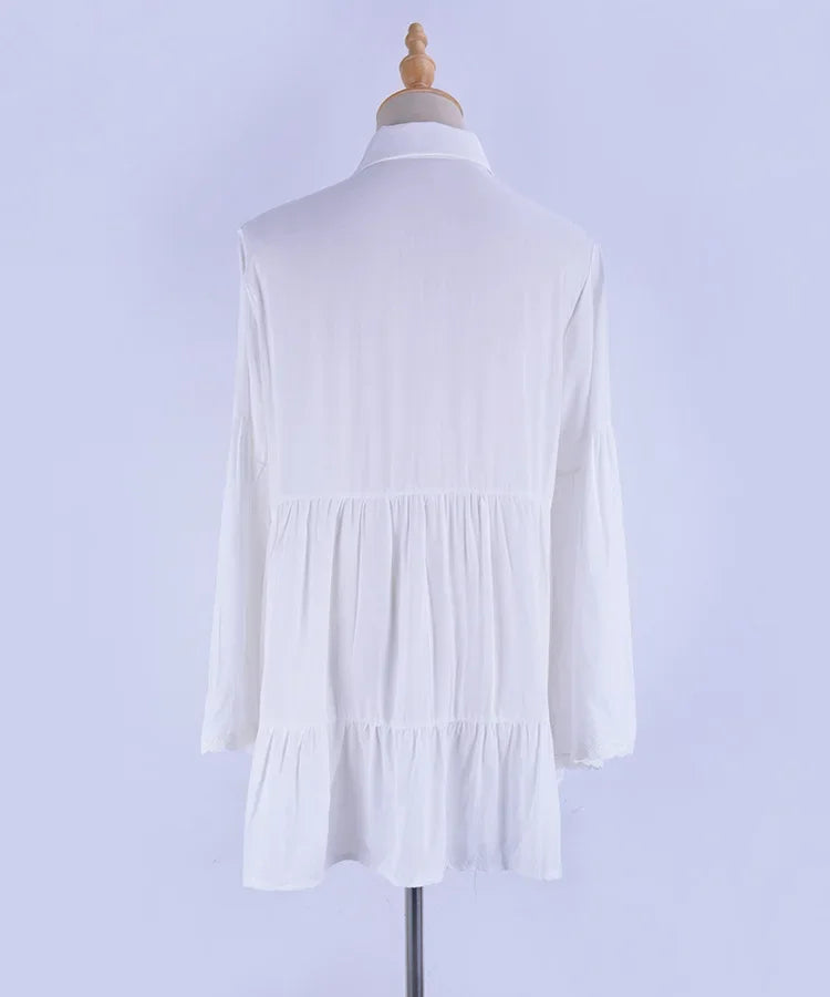 Boho White Beach Cover-Up Tunic – 100% Rayon