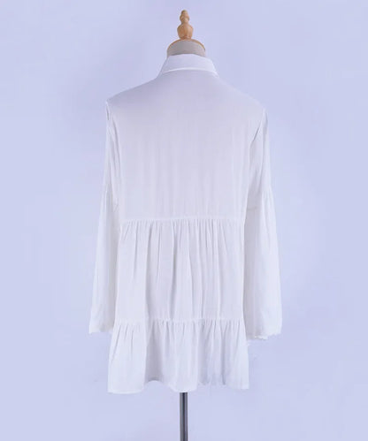 Boho White Beach Cover-Up Tunic – 100% Rayon