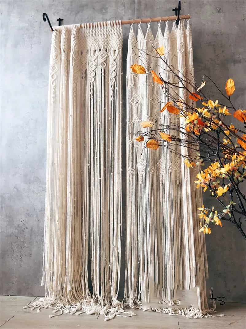 Boho Macrame Cotton Door Curtain Tapestry – Multiple Designs