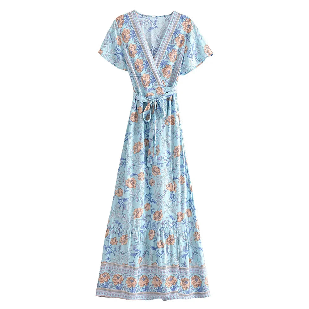 Sunset Bloom Boho Midi Dress