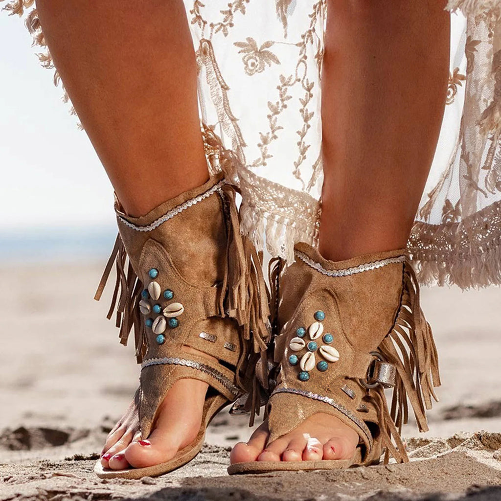 🌵 Boho Fringe Flat Sandals – Desert Soul Meets Beach Vibes