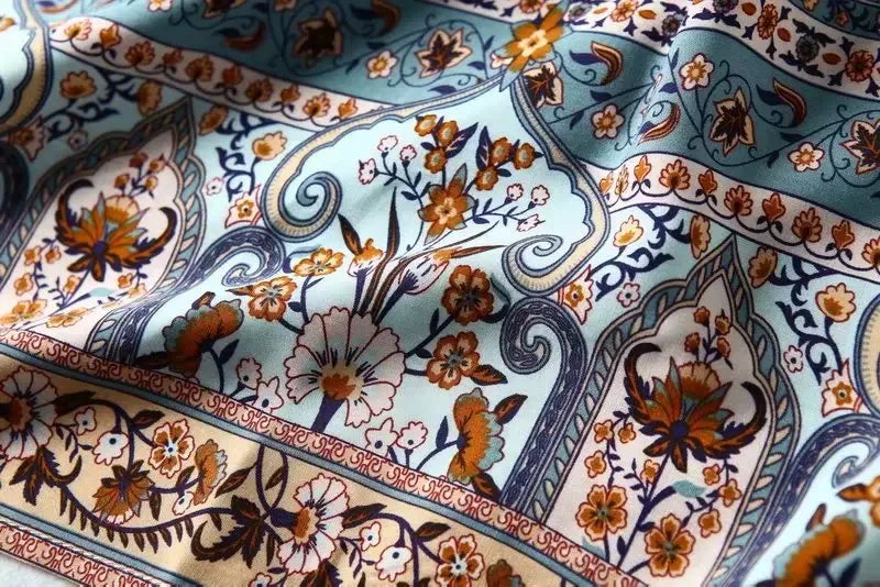 Tropical Breeze: Boho Print Sundress with Border Hem