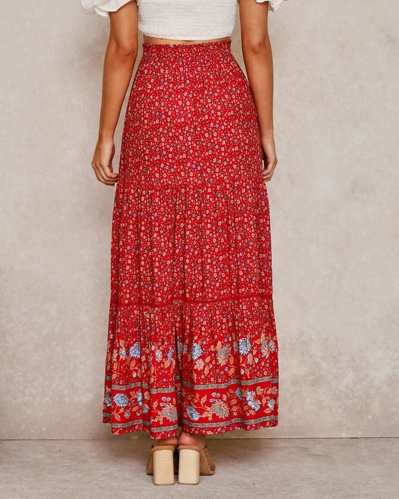 Mystic Journey Floral Boho Maxi Skirt