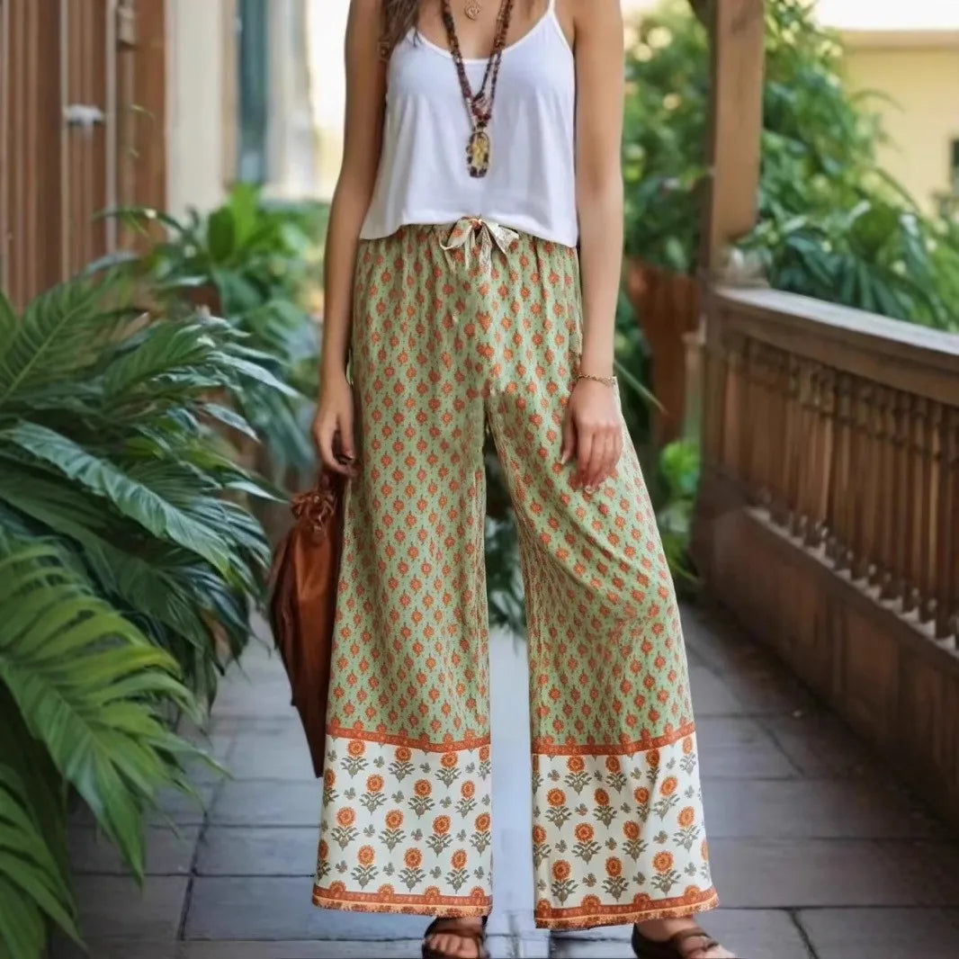 Boho Border Print Palazzo Pants – 100% Rayon