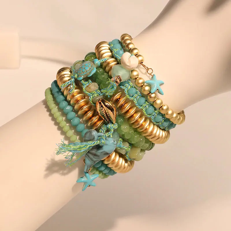 Boho Ocean Vibes Beaded Bracelet Set