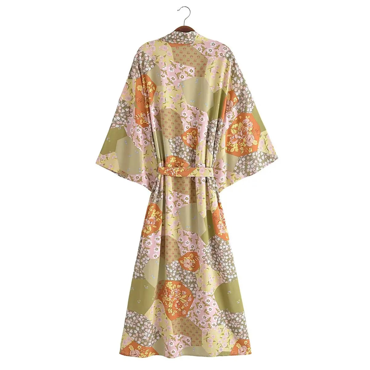 Kaleidoscope Dream Boho Patchwork Kimono - Floral Duster Robe