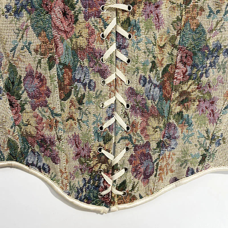 Vintage Floral Corset Crop Top