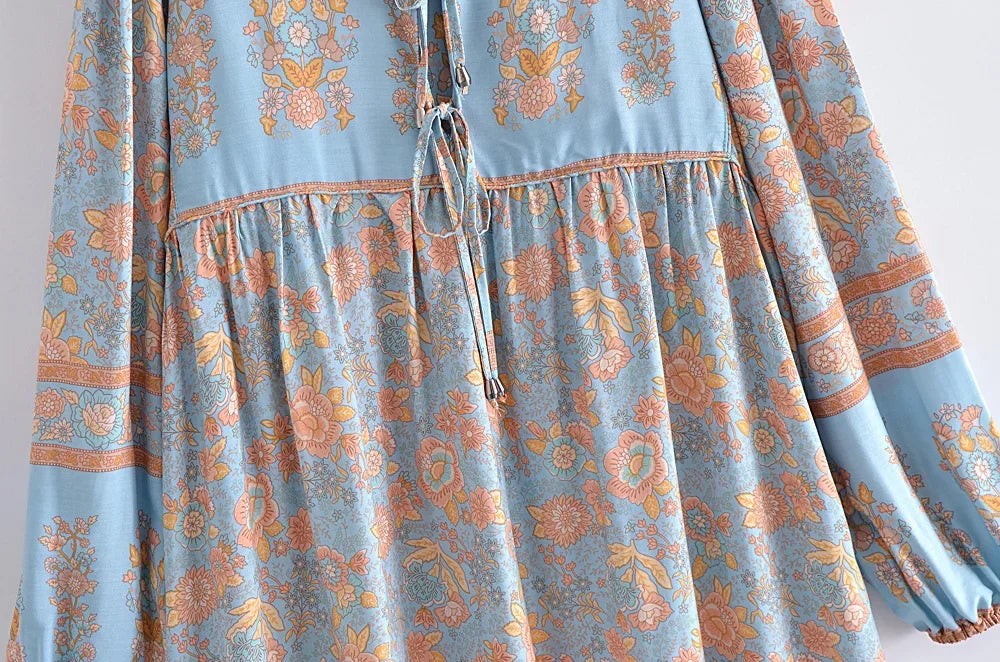 Boho Charm Floral Maxi Dress – Cotton Rayon Blend