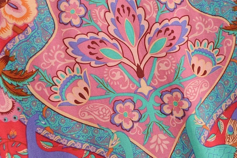 Boho Patchwork Print Long Sleeve Blouse – Colorful Freedom in Every Thread