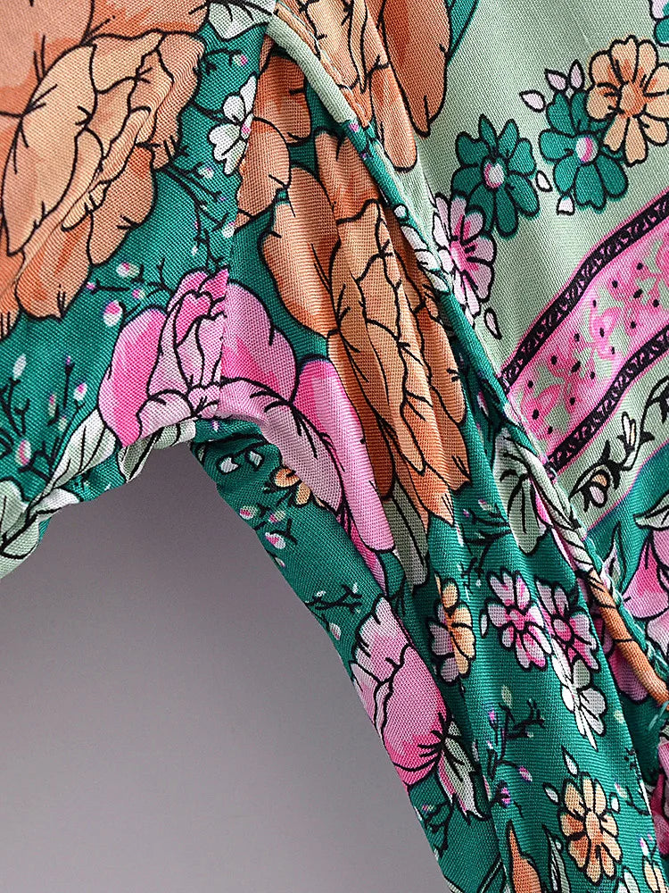 Boho Charm Floral Maxi Dress – Cotton Rayon Blend