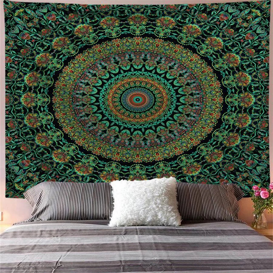 🌀 Boho Mandala & Elephant Wall Tapestry – Spiritual Vibes, Statement Walls