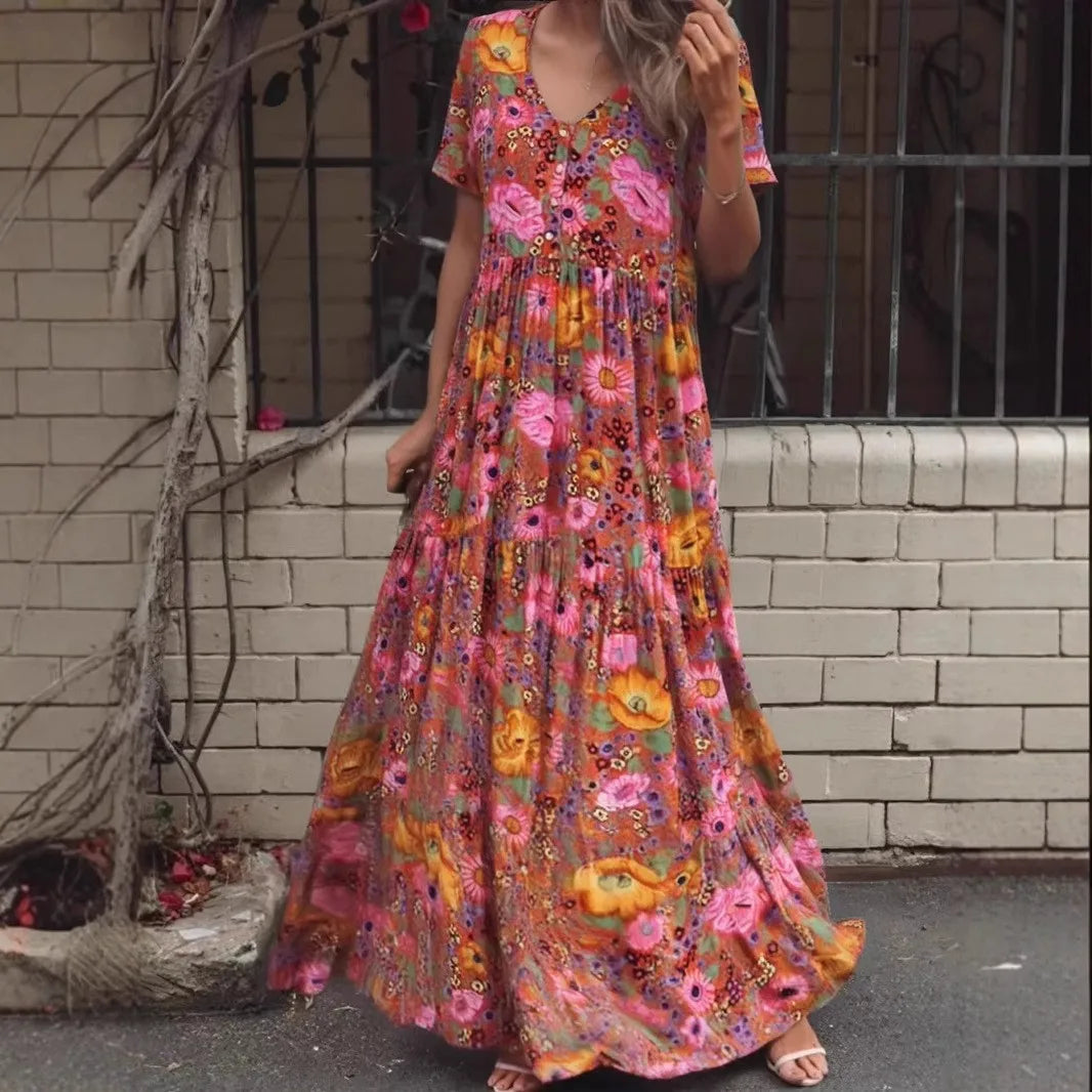 🌺 Boho Sunset Maxi Dress – Floral Freedom in Motion