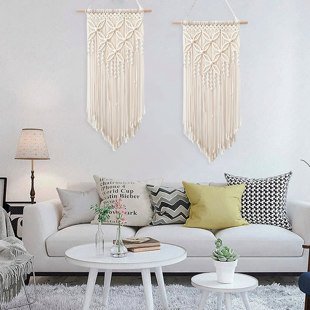 Macramé Wall Hanging Tapestry – Boho Geometric Design