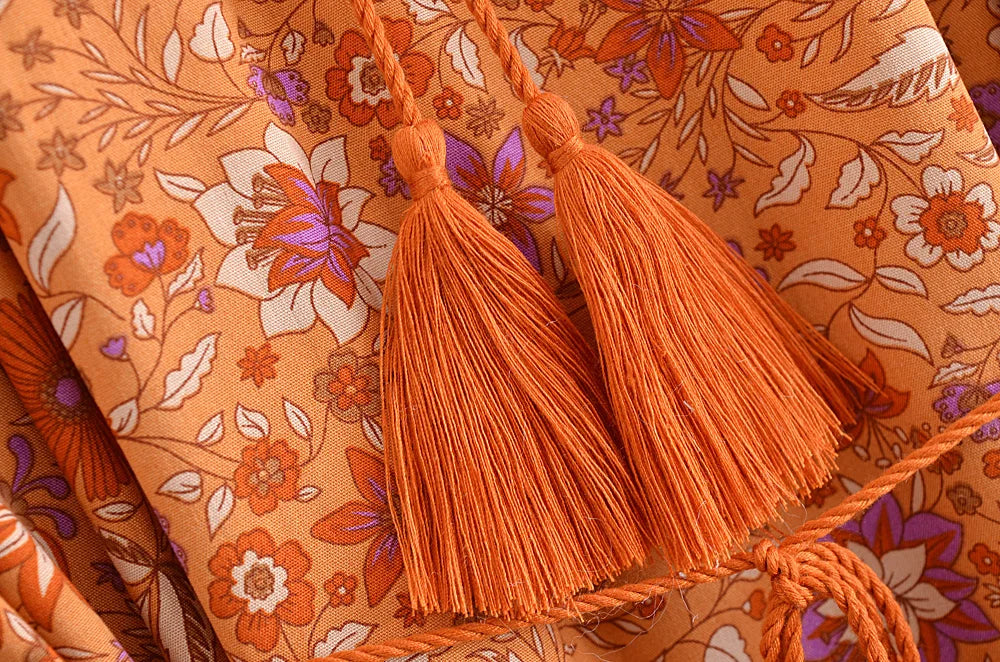 🌼 Boho Burnt Orange Mini Dress
