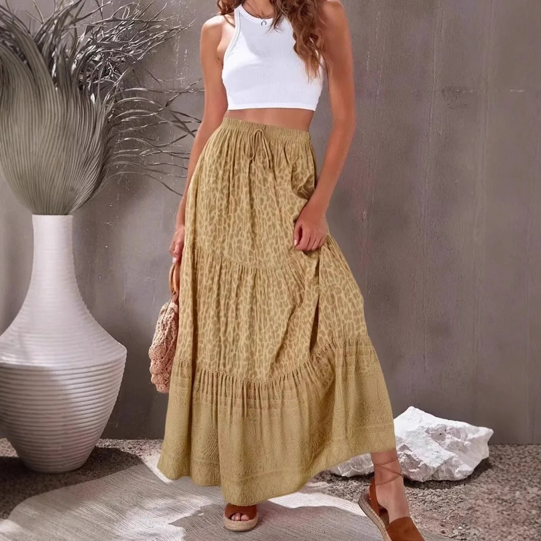 Sun-Drenched Tiered Boho Maxi Skirt - Golden Earth