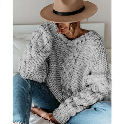 Boho Chunky Knit Sweater – Relaxed Fit & Cozy Texture