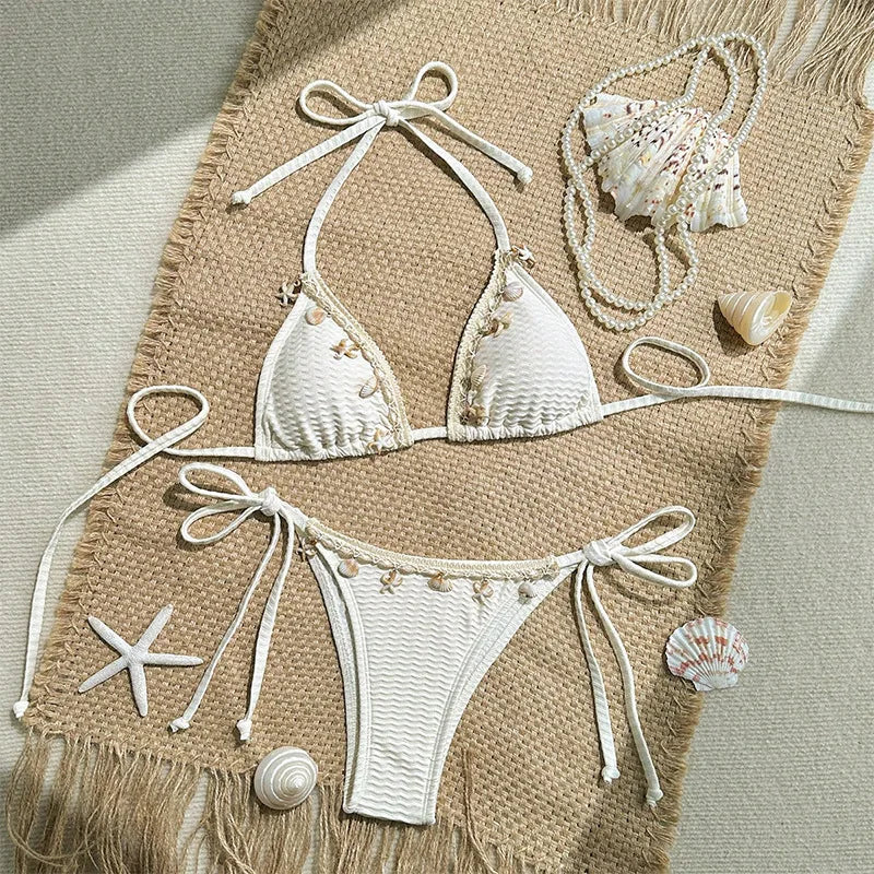 Boho Shell Trim Bikini Set