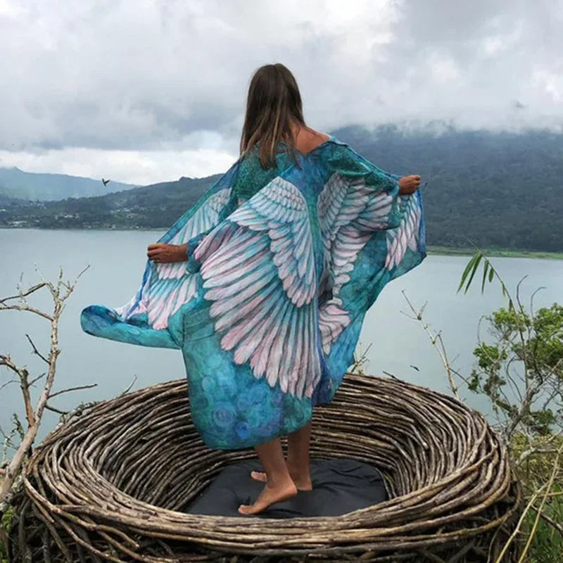 Boho Bird Wing Kimono Cover-Up – One Size