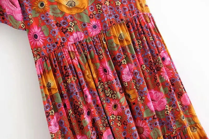 🌺 Boho Sunset Maxi Dress – Floral Freedom in Motion
