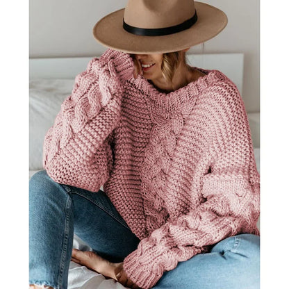 Boho Chunky Knit Sweater – Relaxed Fit & Cozy Texture