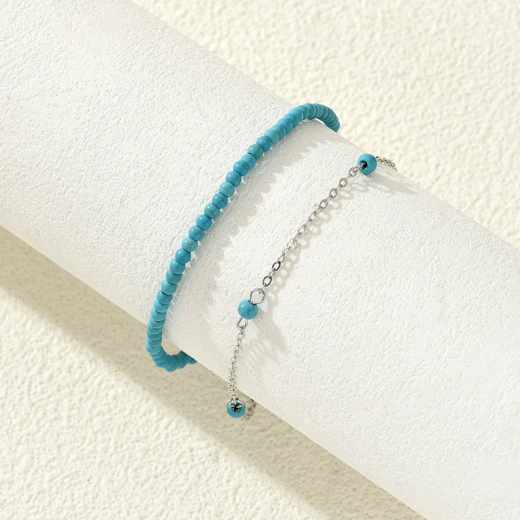 Boho Beach Beaded Anklet Set – 2 Pieces