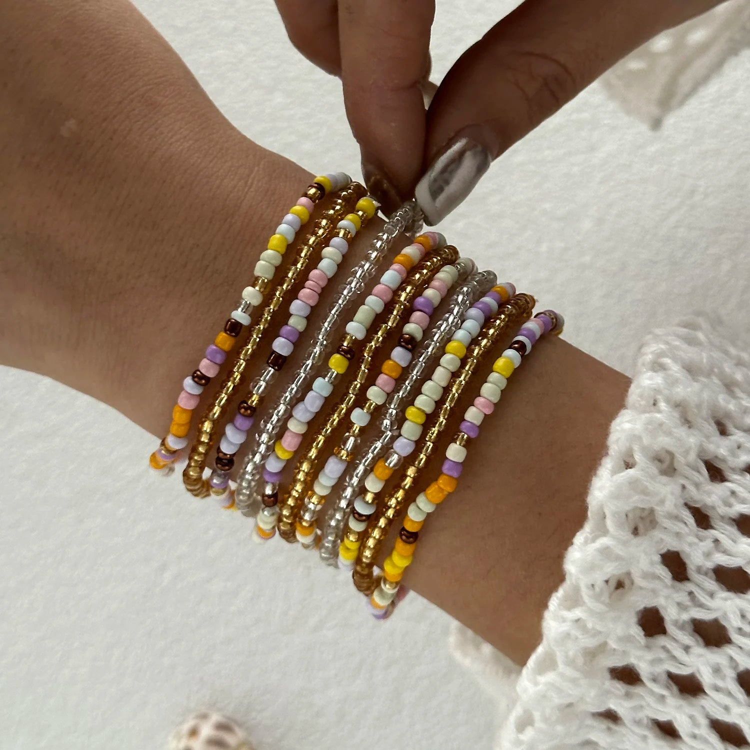 Boho Beaded Wrap Bracelet – Multi-Strand Adjustable Bangle