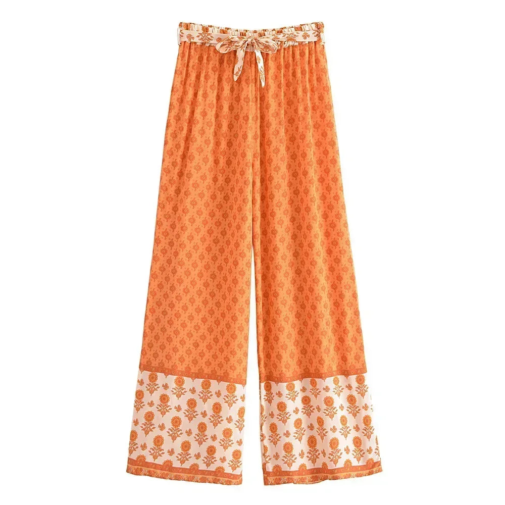 Boho Border Print Palazzo Pants – 100% Rayon